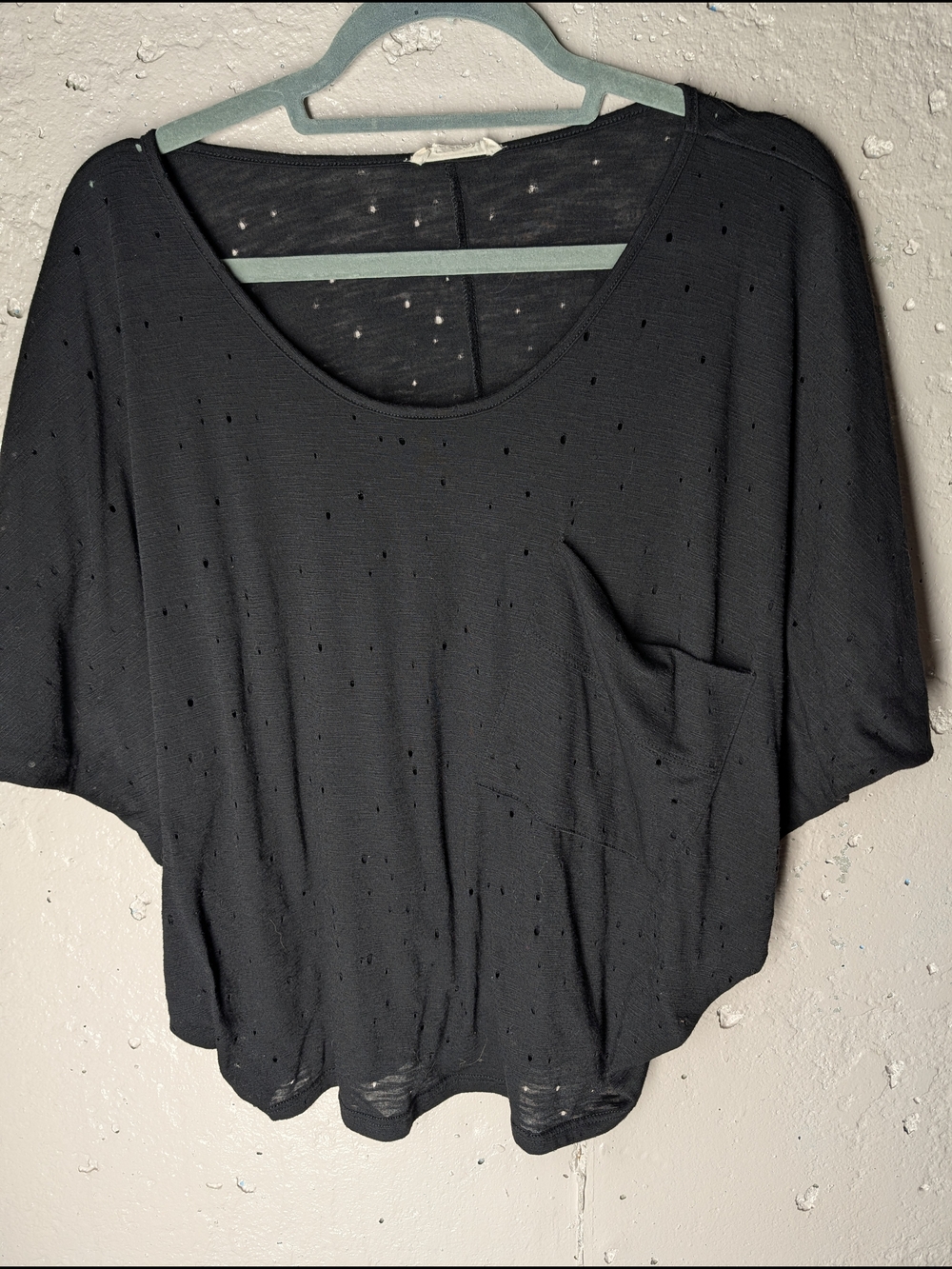 Moon Kiss Distressed Black Tee | Grunge Alt Slouchy Overize Top L/XL
